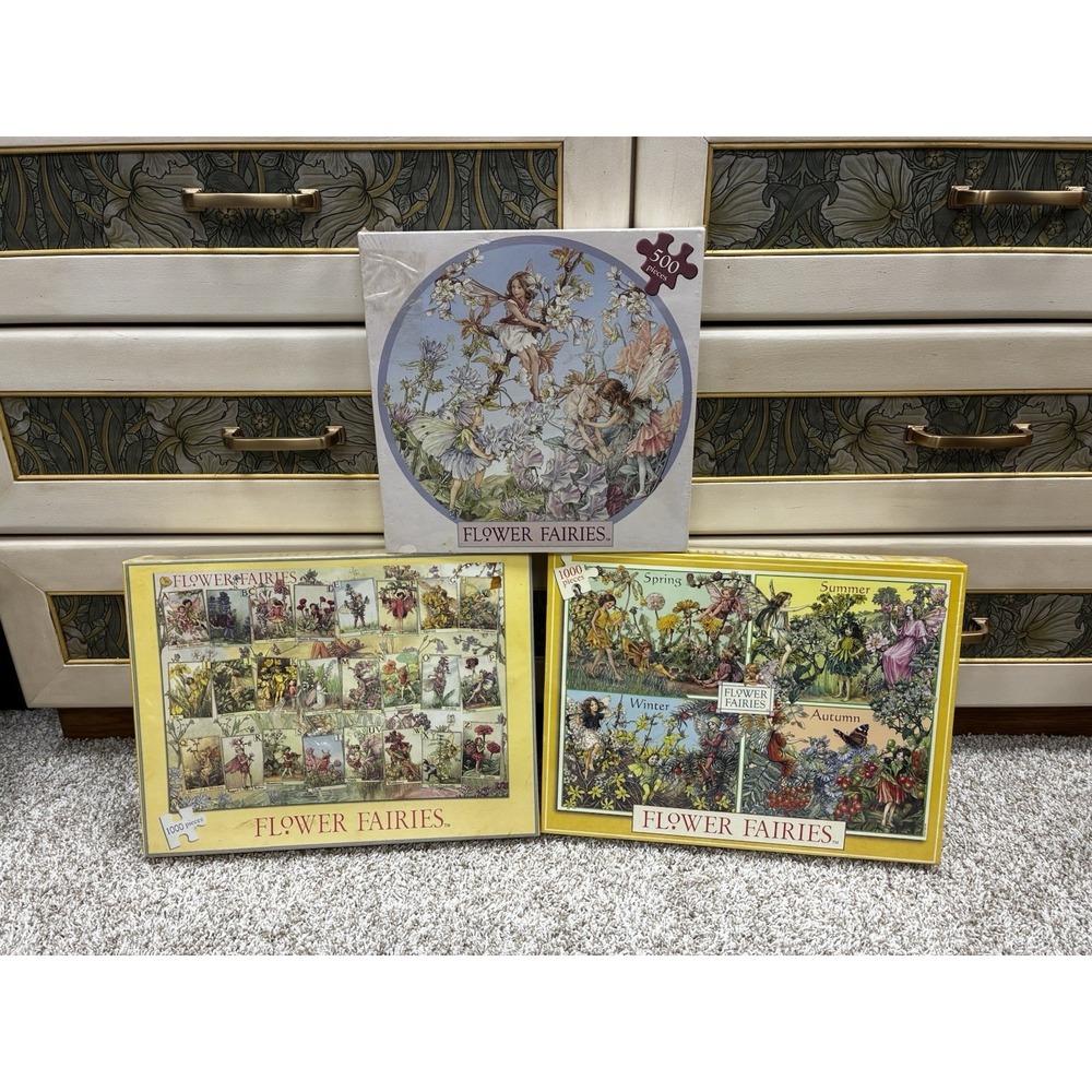 Set Of 3 Vintage Sealed Flower Fairies Jigsaw Puzzles By Cicely Mary Barker
